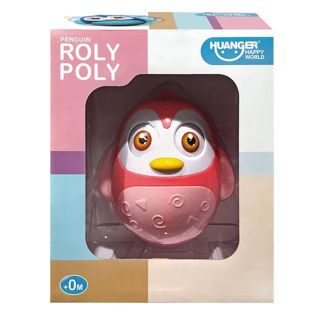 Johntoy tuimelaar Roly Poly pinguïn 12,5 cm roze