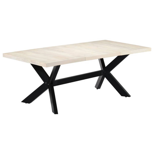 The Living Store Eettafel Mangohout - Moderne Stijl - 200x100x75 cm - Witgebleekte Afwerking