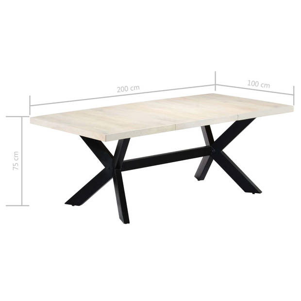 The Living Store Eettafel Mangohout - Moderne Stijl - 200x100x75 cm - Witgebleekte Afwerking