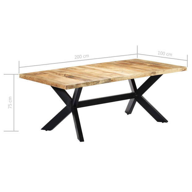 The Living Store Eettafel Mangohout 200x100x75 cm - Ruwe afwerking