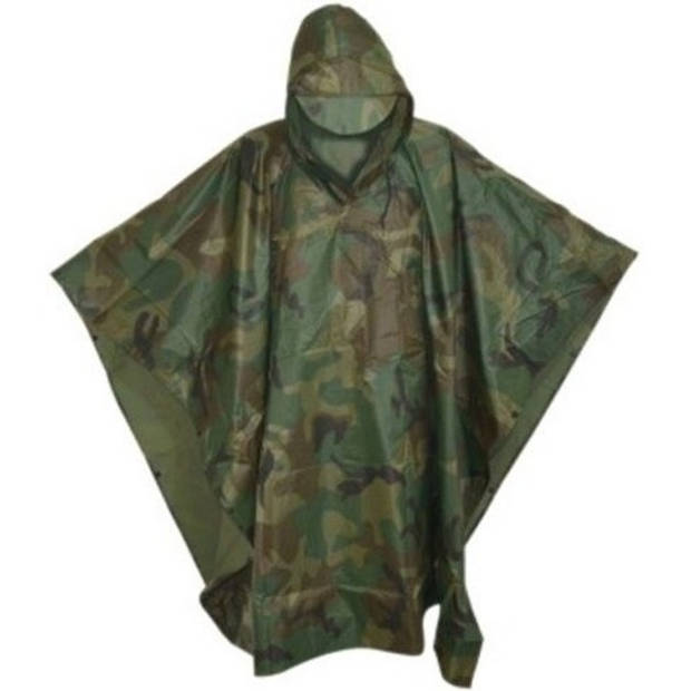Camouflage / leger print regenponco met capuchon voor volwassenen - Herbruikbaar