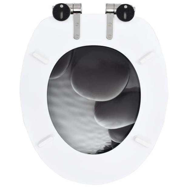 The Living Store Toiletbril - Stenen ontwerp - Soft-close functie - MDF - Chroom-zinklegering - 42.5 x 35.8 cm - 43.7 x