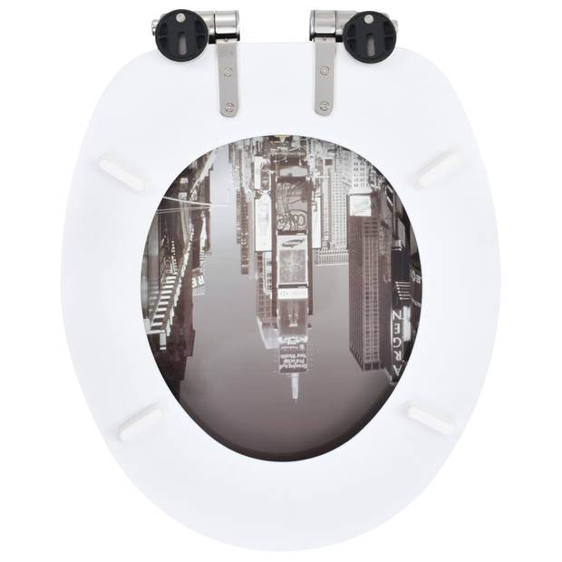 The Living Store Toiletbril New York - MDF - 42.5 x 35.8 cm - Soft-close - Chroom-zinklegering-scharnieren