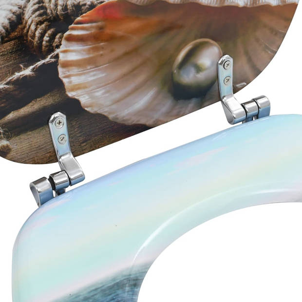 The Living Store Toiletbril Shell Design - MDF - Chroom-zinklegering - 42.5 x 35.8 cm - 43.7 x 37.8 cm - 28 x 24 cm - 5
