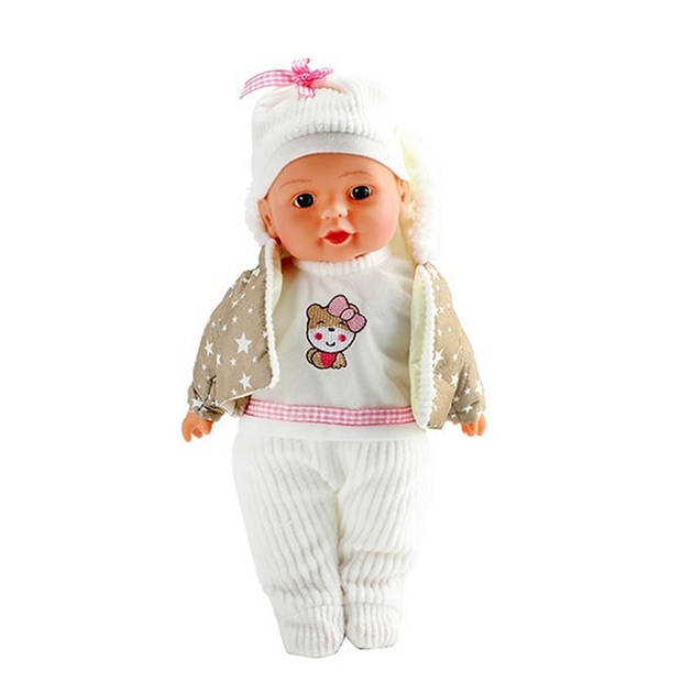 Toi-Toys Babypop met winterkleren en flesje 32cm