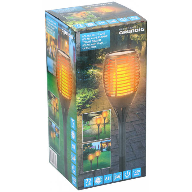 Solar LED tuinfakkel zwart 77 cm - Tuinverlichting/tuindecoratie led fakkels