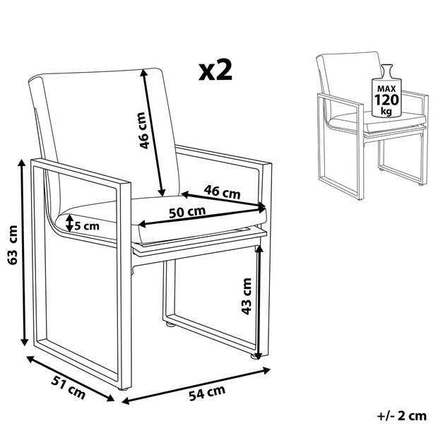 Beliani PANCOLE - Tuinstoel-Grijs-Polyester