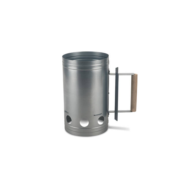 BBQ Collection Houtskoolstarter - 27 x 16 CM - Brikettenstarter - Hittebestendig Handvat - Metaal - Zilver