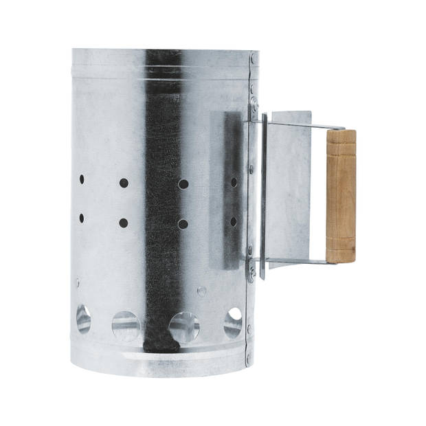 BBQ Collection Houtskoolstarter - 27 x 16 CM - Brikettenstarter - Hittebestendig Handvat - Metaal - Zilver