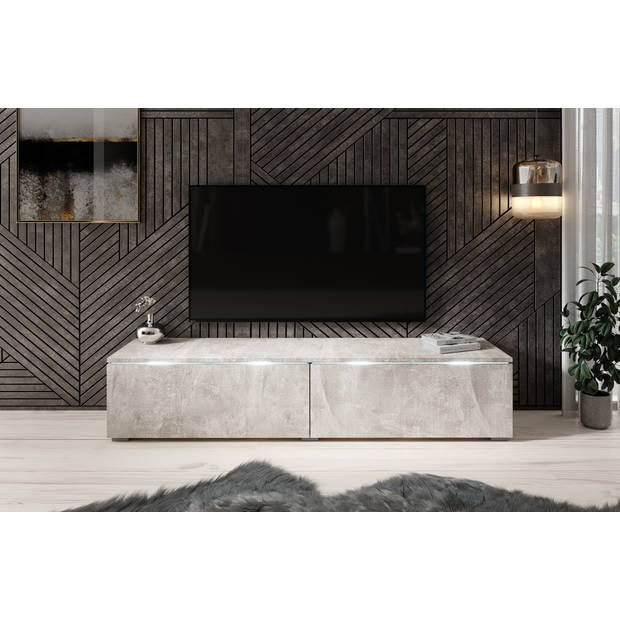 Meubella TV-Meubel Dixon - Betonlook - 140 cm - Met LED