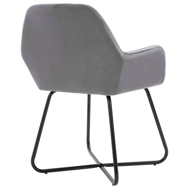 The Living Store Eetkamerstoelen - Fluweel - Grijs - 61 x 61 x 84 cm