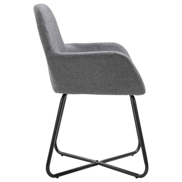 vidaXL Eetkamerstoelen 6 st stof donkergrijs