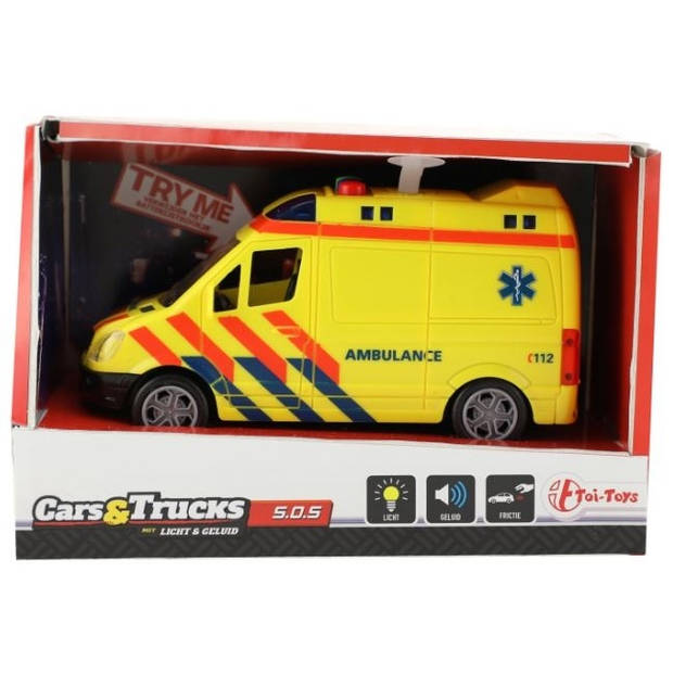 Toi-Toys ambulance frictie met licht en geluid 15 cm