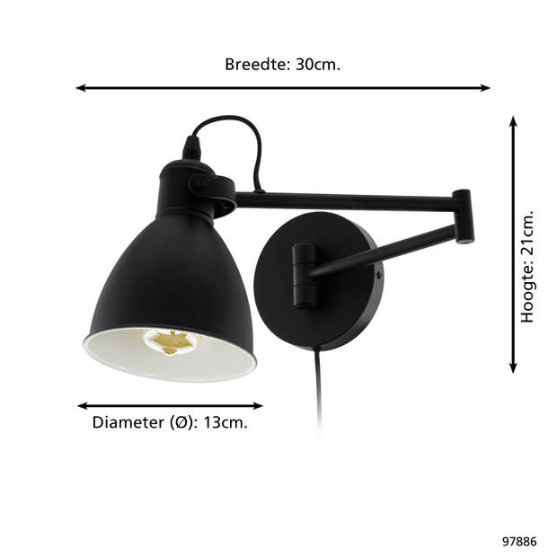 EGLO Wandlamp LED San Peri staal zwart