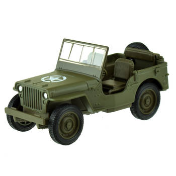 Welly Speelgoed USA Army Jeep auto - legergroen - die-cast metaal - 11 cm - Model Willys - Speelgoed auto's