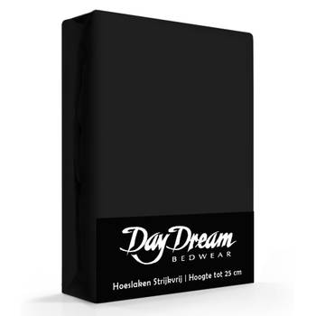 Day Dream Hoeslaken Katoen Zwart-180 x 220 cm