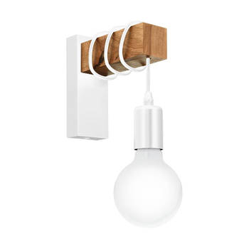 EGLO LED-wandlamp Townshend 1 lamp hout wit en beige