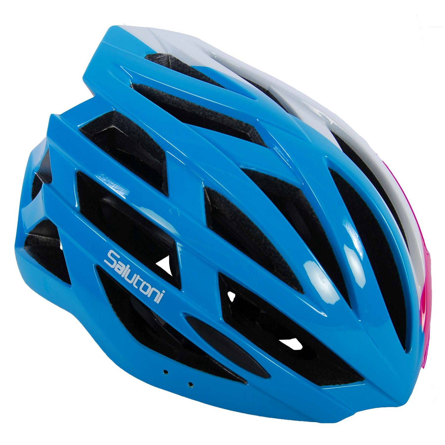 fietshelm dames blauw/wit/roze 58-61 cm | Blokker