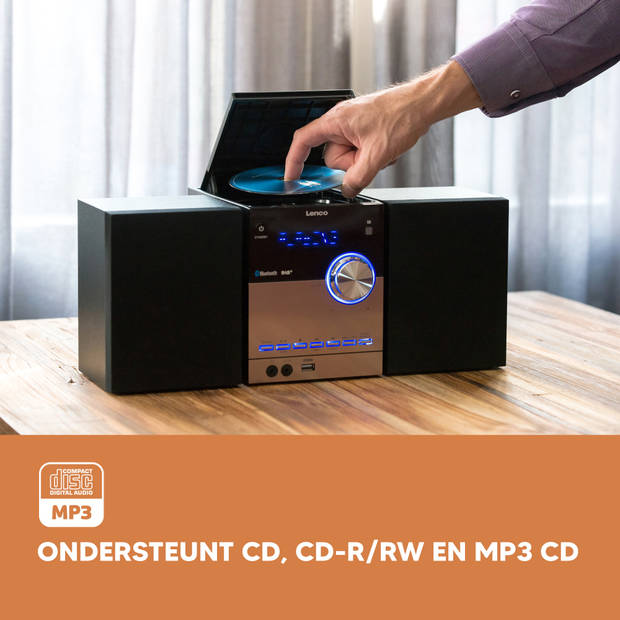 Stereo set met DAB+ FM CD en Bluetooth® en USB player Lenco Zwart