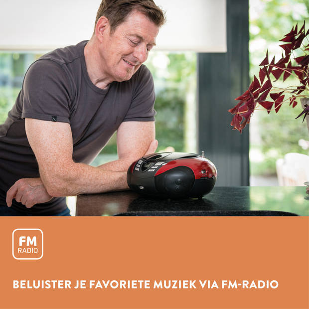 Draagbare FM Radio CD en USB speler Lenco Rood-Zwart