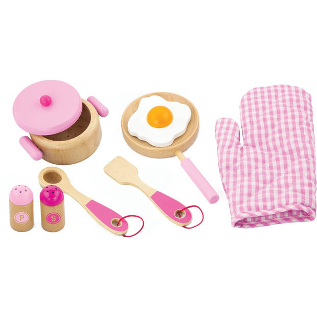 Viga Toys ontbijtset 8-delig roze