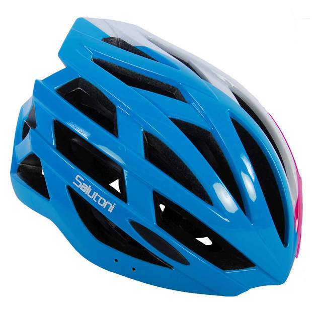 Salutoni fietshelm dames blauw/wit/roze 58-61 cm