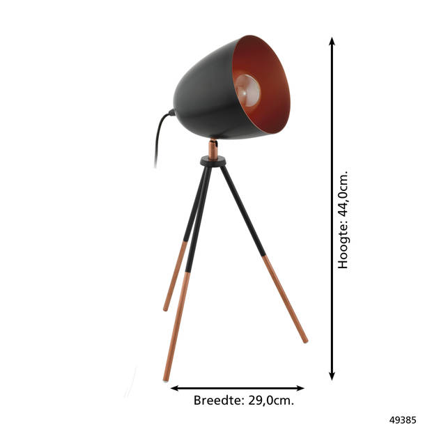 EGLO Tafellamp CHESTER zwart en koperkleurig 49385