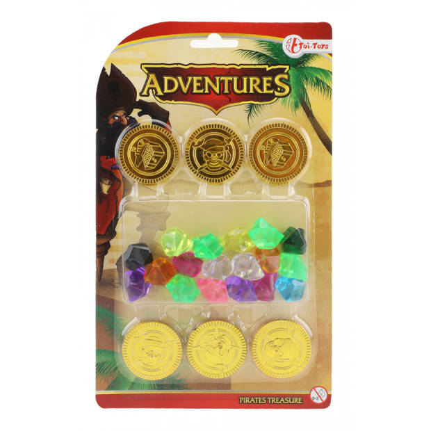 Toi-Toys piraten munten 3,5 cm goud en diamanten
