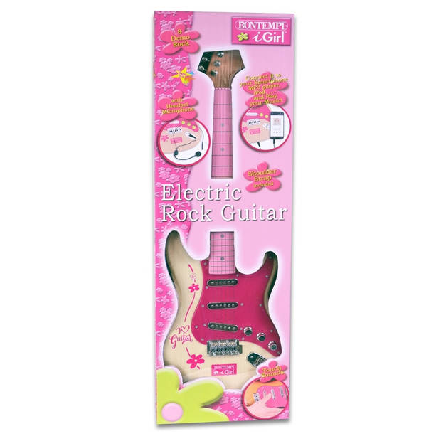 Bontempi elektrische rockgitaar iGirl 64 cm roze/lichtbruin