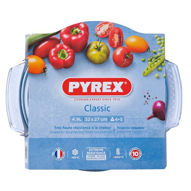 Pyrex - Ovenschaal Rond met Deksel, 4,9 liter - Pyrex Classic