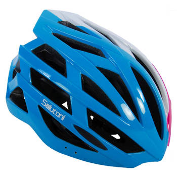 Salutoni fietshelm dames blauw/wit/roze 58-61 cm