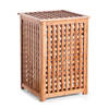 Bamboe houten wasmand bruin vierkant met deksel 40 x 40 x 58 cm - Wasmanden