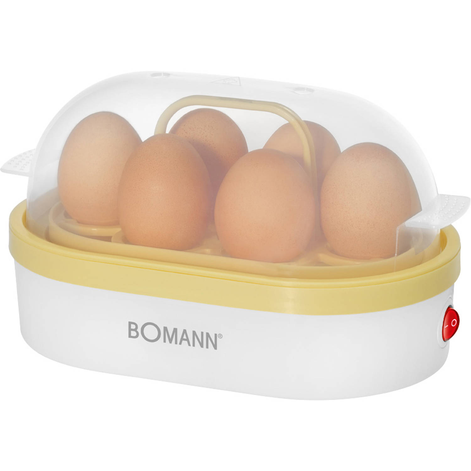Bomann Eierkoker, max. 6 eieren, Anti-aanbak verwarmingsschaal, Aan--uitschakelaar, Akoestisch signa