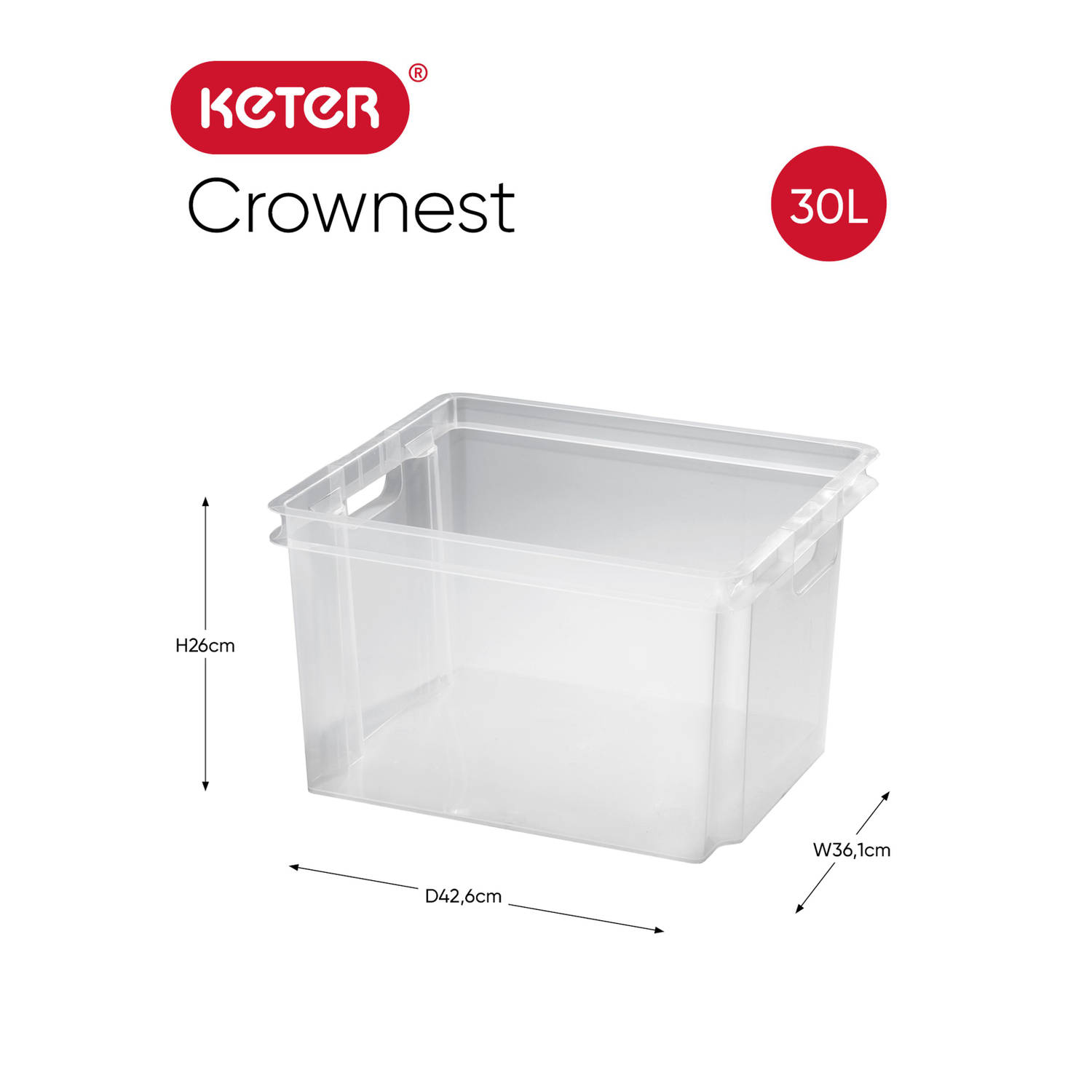 mild Aan boord gras Keter Crownest Opbergbox - 30L - Transparant | Blokker