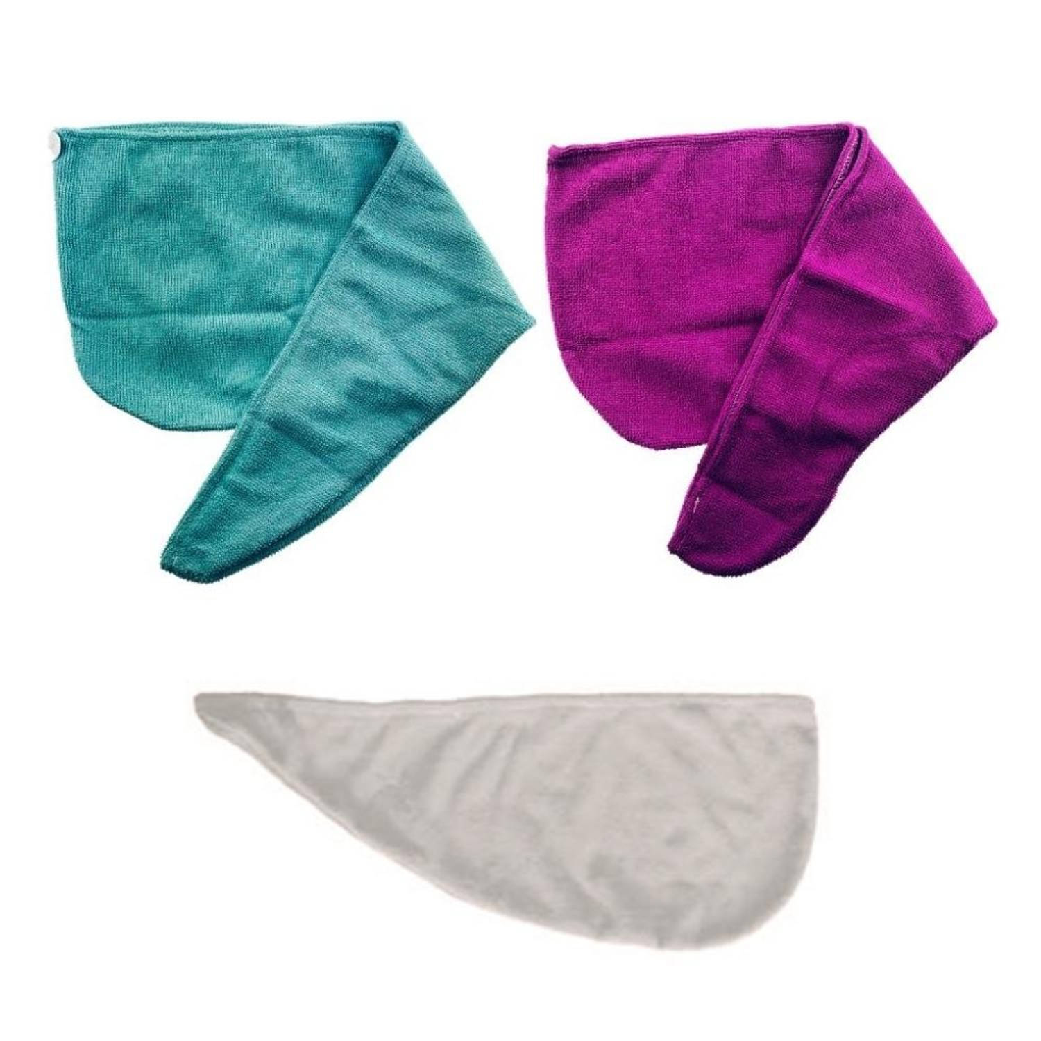 Haar Handdoek - 3 Stuks - Microvezel - Wit - Blauw - Roze