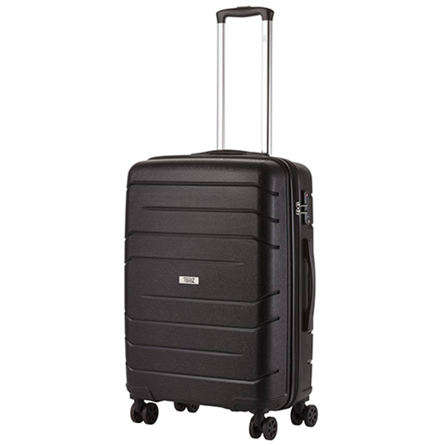 Hijsen Slim partner TravelZ Big Bars Reiskoffer 68 cm met dubbele wielen - Trolley koffer met  TSA-slot - Zwart | Blokker