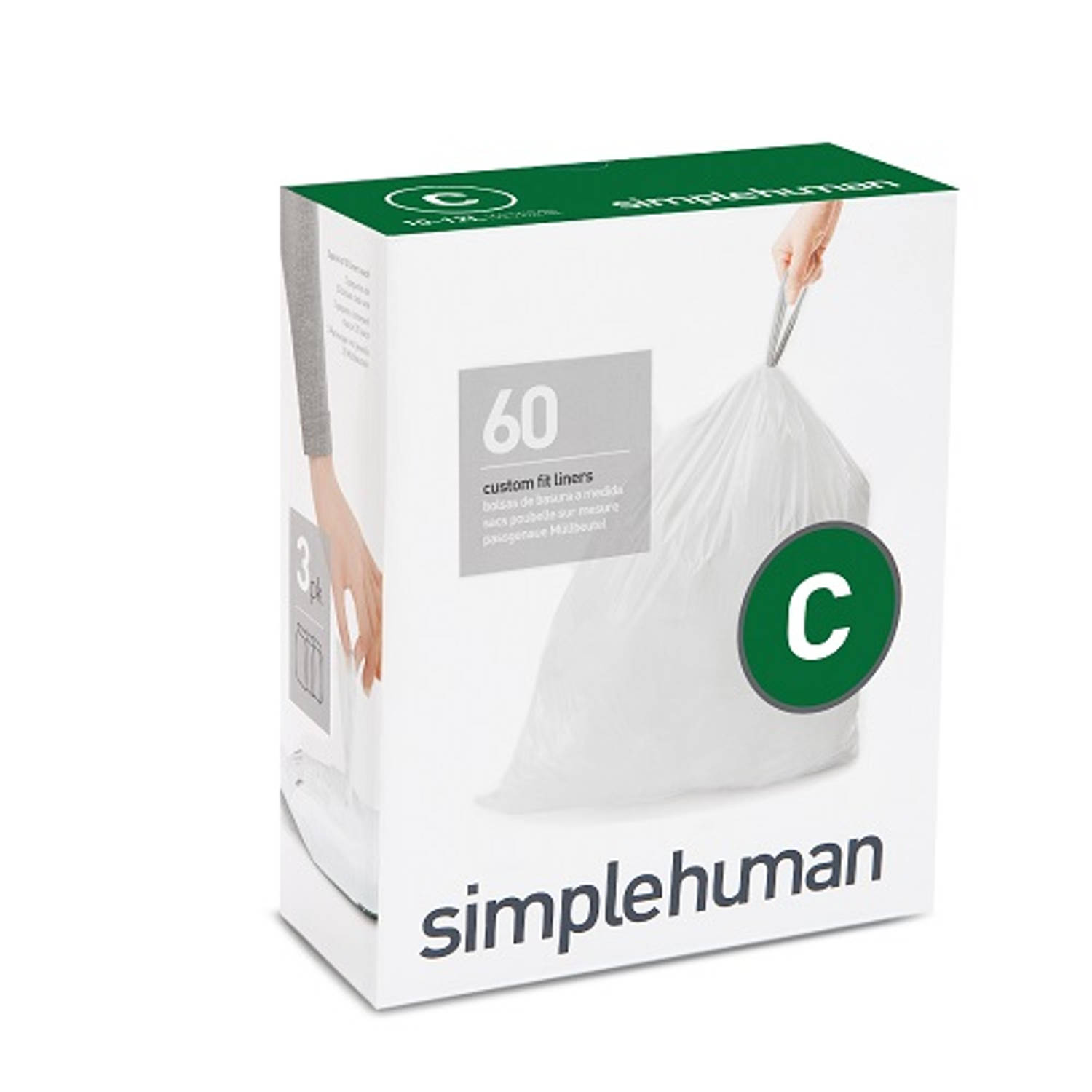 Simplehuman - Afvalzakken Code C 10-30 Liter Pocket Liners Set Van 3x20 Stuks - Simplehuman