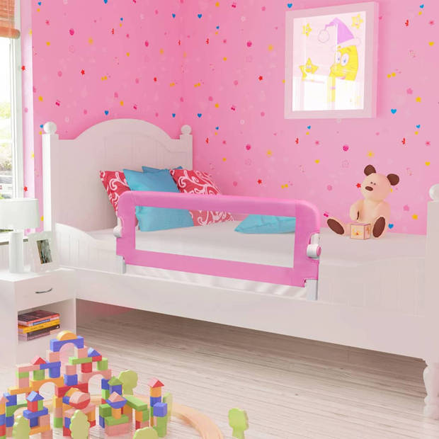 The Living Store Bedhekje Kinderbed - 120x40.5x42 cm - Roze - Geschikt voor matrassen 10-20 cm - Polyester en metalen