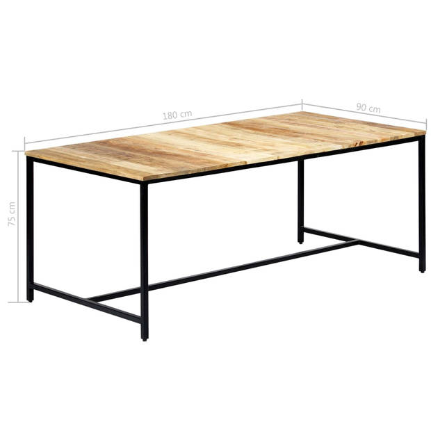 The Living Store Eettafel Massief Ruw Mangohout - 180 x 90 x 75 cm - Industriële Stijl