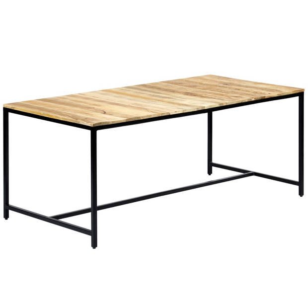 The Living Store Eettafel Massief Ruw Mangohout - 180 x 90 x 75 cm - Industriële Stijl