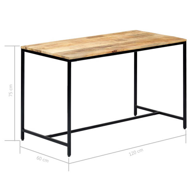 The Living Store Eettafel Rough Mango Wood - 120 x 60 x 75 cm - Industriële stijl