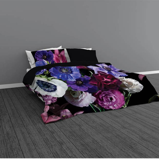 Snoozing Violet dekbedovertrek - Lits-jumeaux (240x200/220 cm + 2 slopen) - Katoen satijn - Multi
