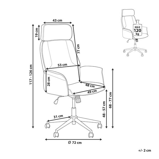 Beliani PILOT - Bureaustoel-Zilver-Polyester