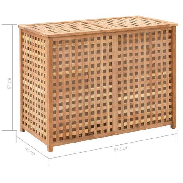 The Living Store Houten Wasmand - Walnoothout - Multiplex - 87.5 x 46 x 67 cm - 2 opbergvakken