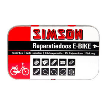 Simson reparatiedoos E-bike aluminium rood/wit 14-delig