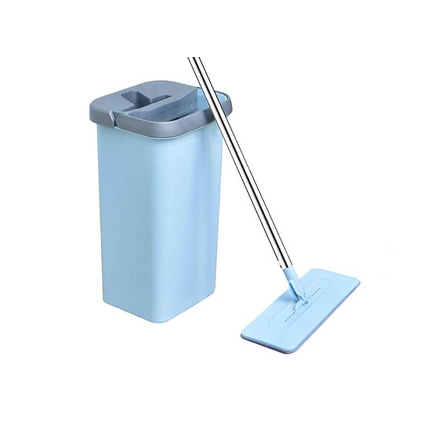 regering inhoud lid Benson Clean Flat Mop - Blauw - Zelfreinigend Mechanisme - Microvezel |  Blokker