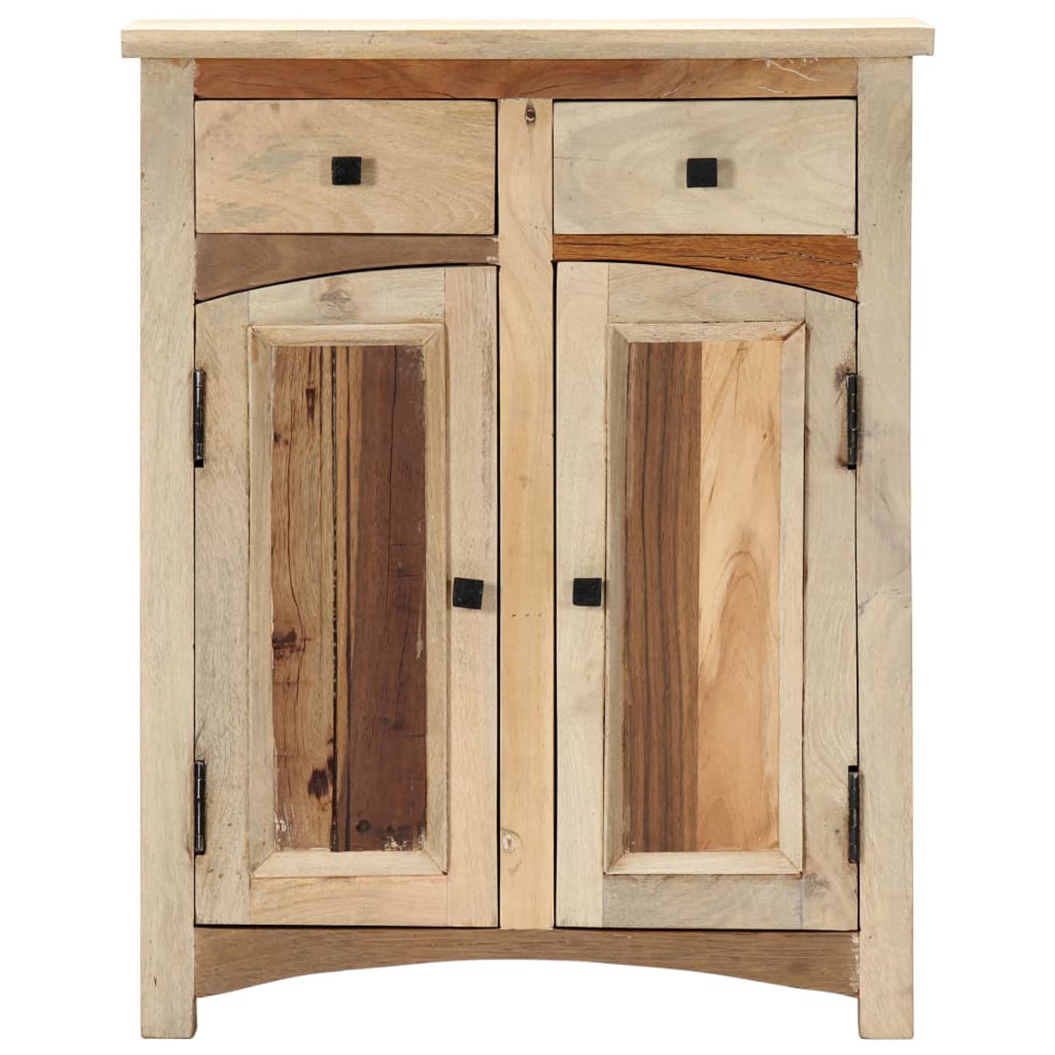 The Living Store Bijzetkast Massief Hout - 60x30x75 cm - 2 Deuren en 2 Lades