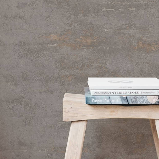 Noordwand Behang Topchic Concrete Style grijs en koperkleurig