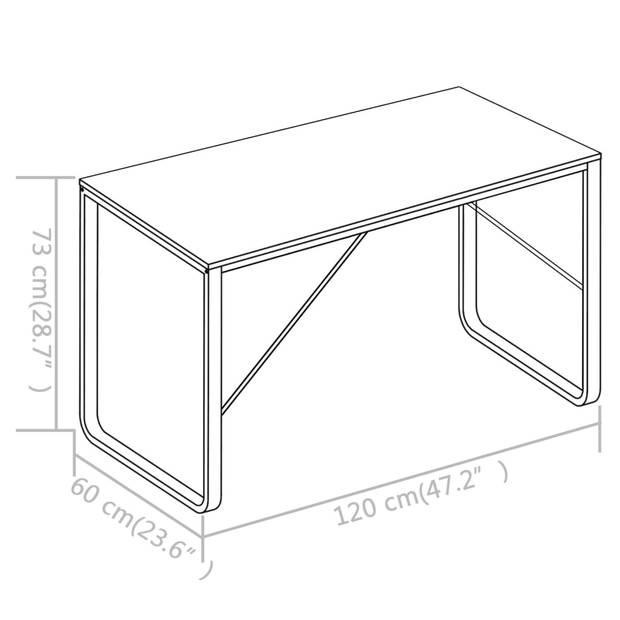 The Living Store Schrijftafel Industrial - 120x60x73 cm - Zwart/Eiken