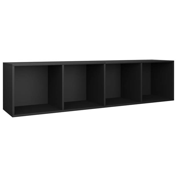 The Living Store Boekenkast - 36x30x143 cm - Zwart - Bewerkt hout